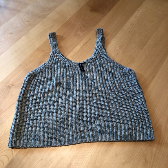 Moon & Madison Tops - Green Crochet Knit Tank Top